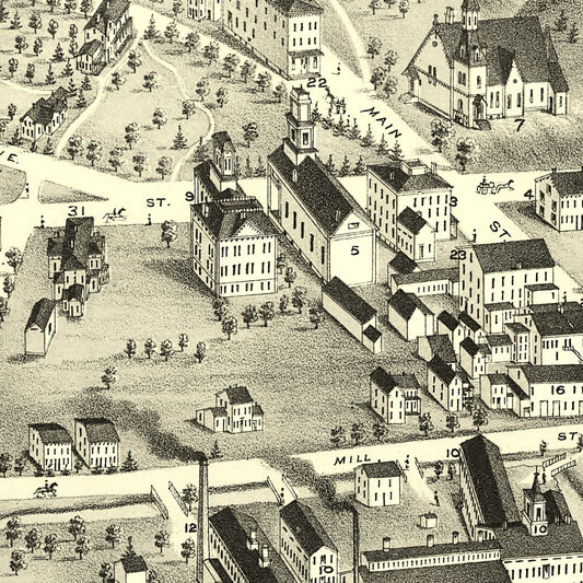 Vintage Map of Unionville, Connecticut, 1878