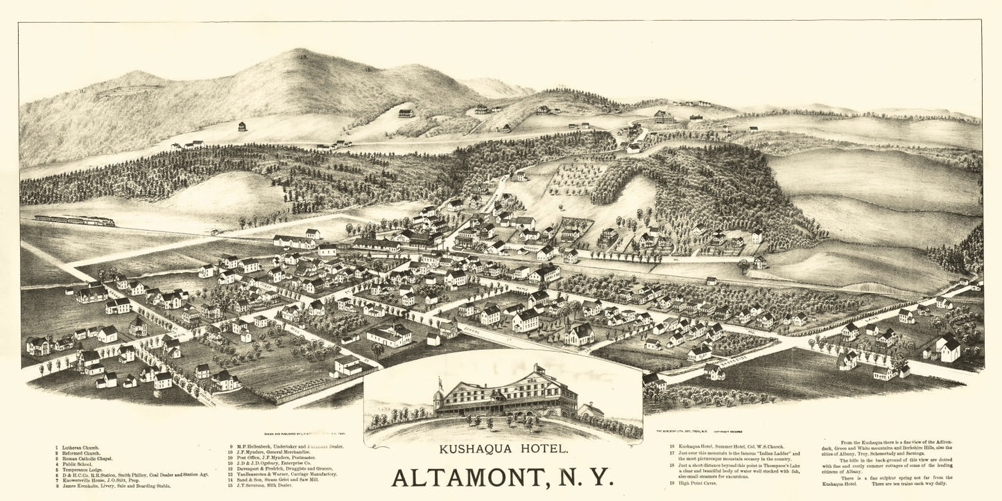 Vintage Map of Altamont, New York, 1890