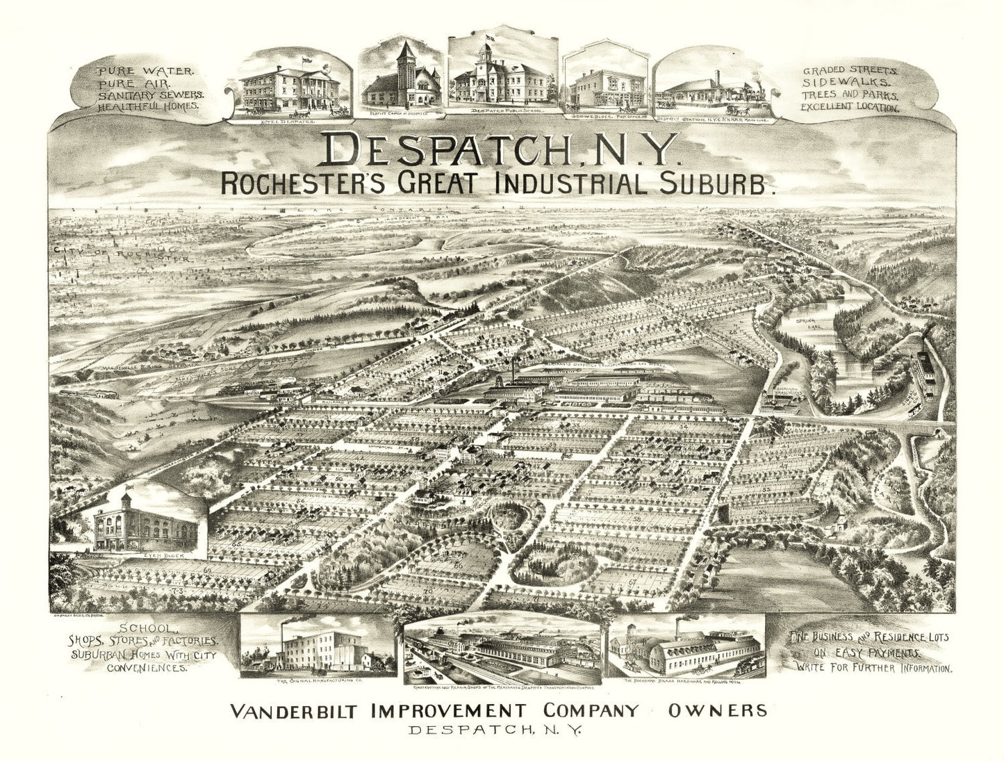 Vintage Map of Despatch, New York 1890