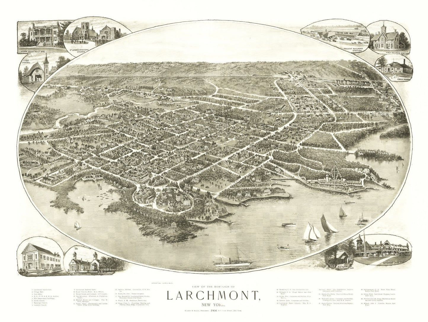 Vintage Map of Larchmont, New York, 1904
