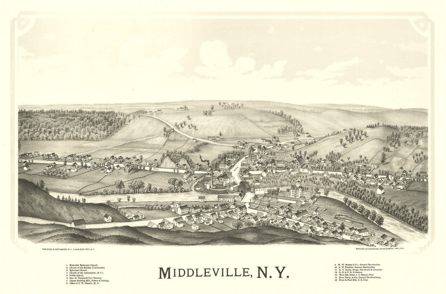 Vintage Map of Middleville, New York, 1890