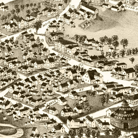 Vintage Map of Sandwich Village, Massachusetts, 1884