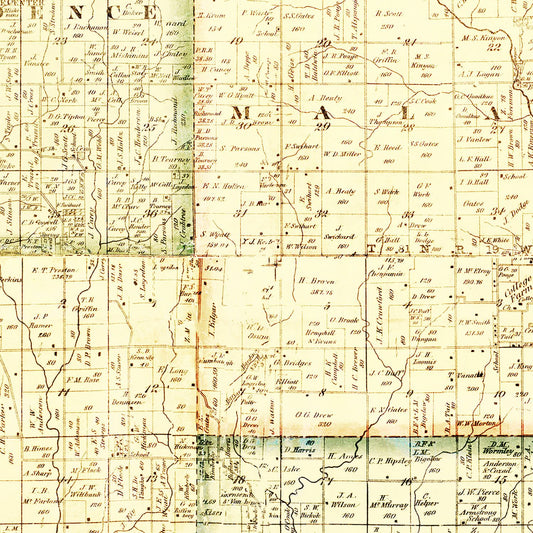 Vintage Map of Jasper County, Iowa, 1871