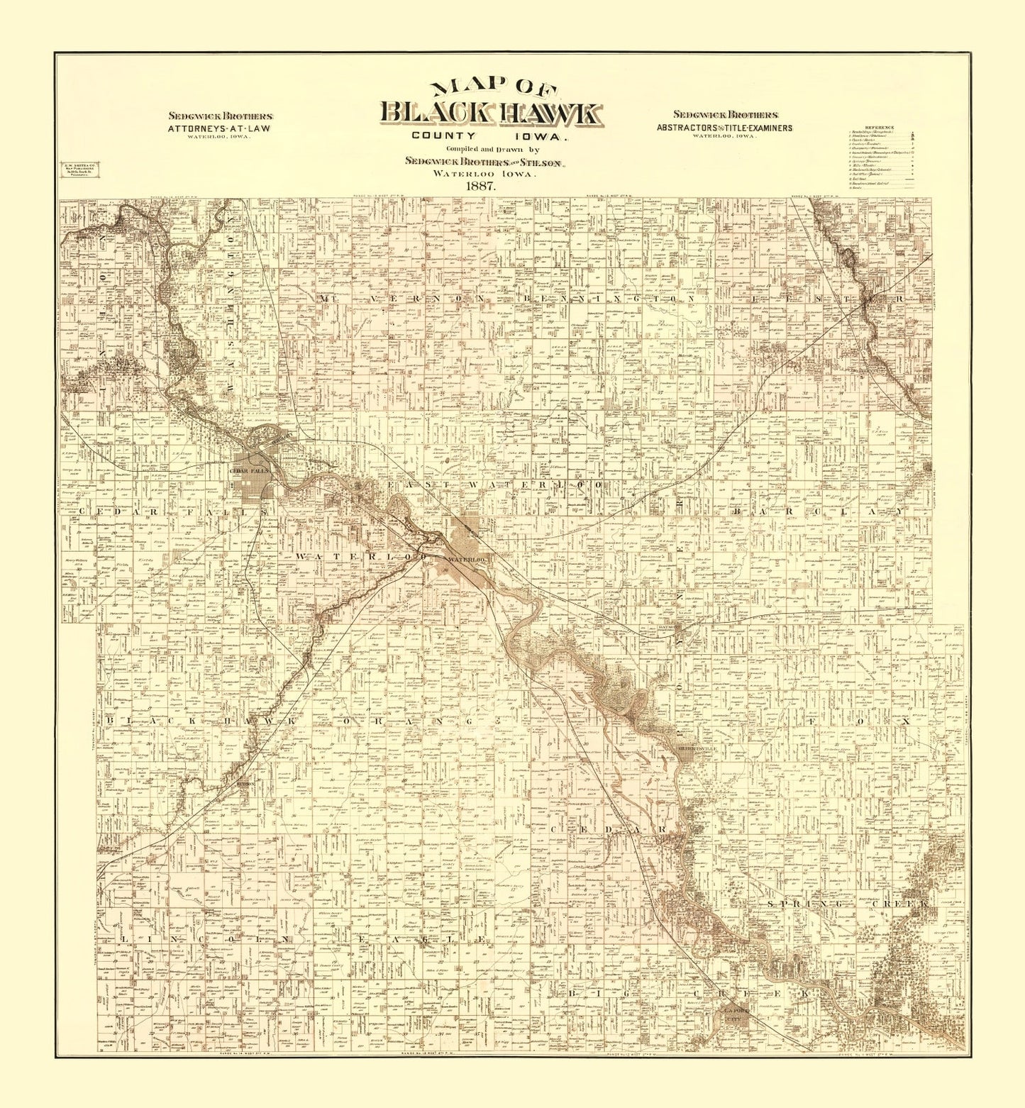 Vintage Map of Black Hawk County, Iowa, 1887