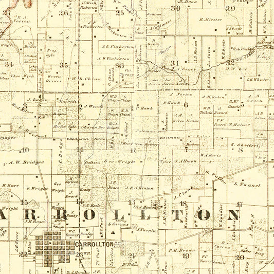 Vintage Map of Greene County, Illinois, 1861