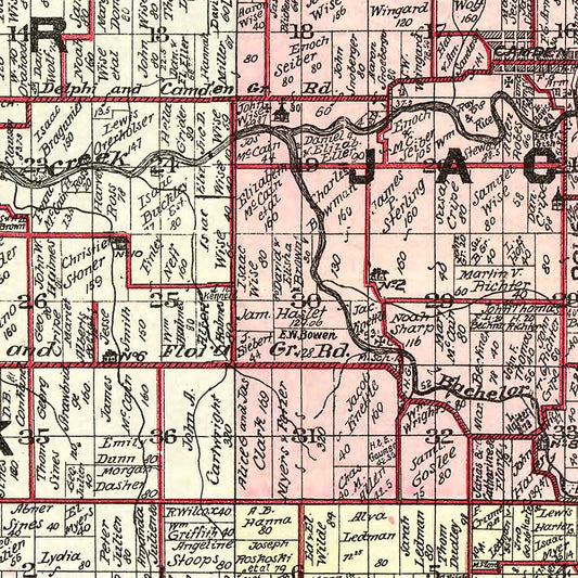 Vintage Map of Carroll County, Indiana, 1898