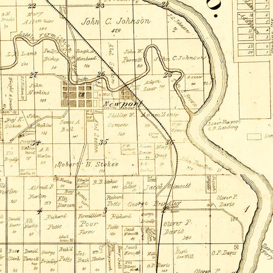 Vintage Map of Vermillion County, Indiana, 1872
