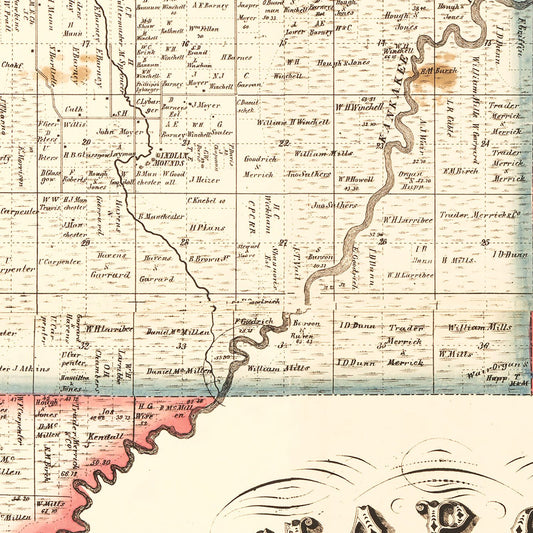 Vintage Map of La Porte County, Indiana, 1866