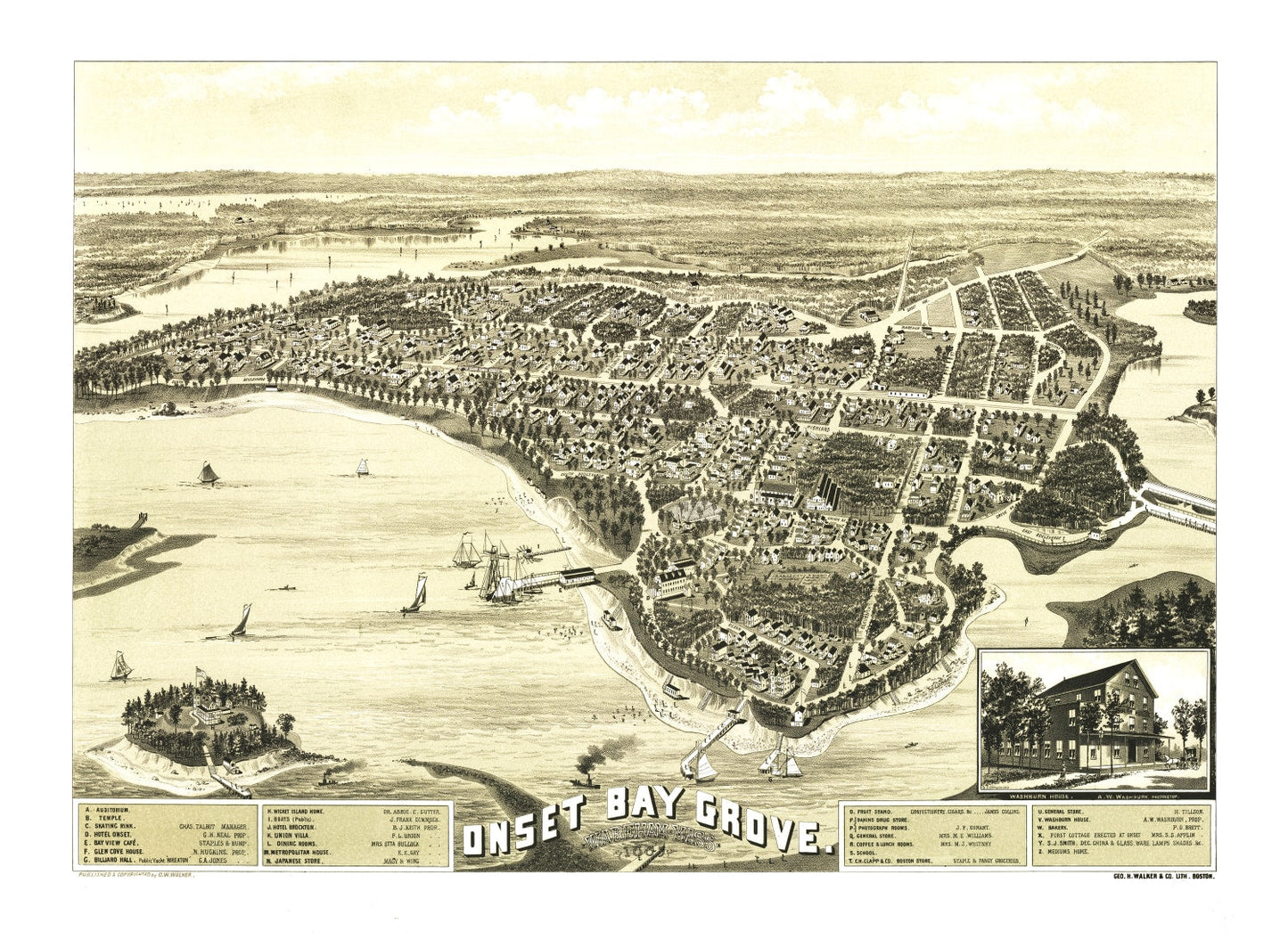 Vintage Map of Wareham, Massachusetts, 1885