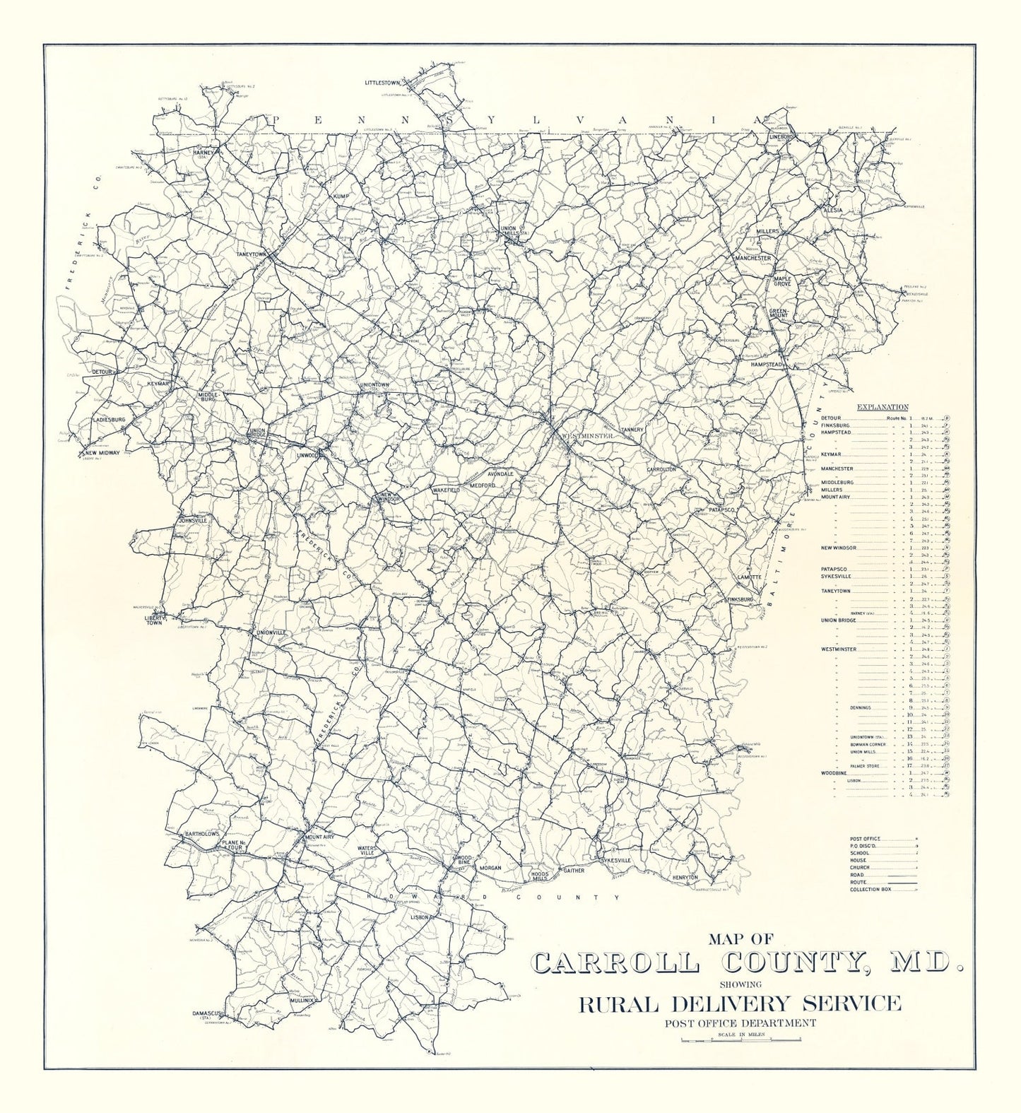 Vintage Map of Carroll County, Maryland, 1911
