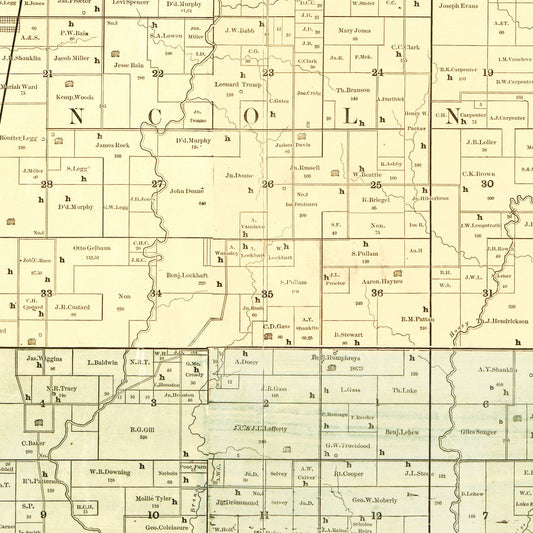 Vintage Map of Gundy County, Missouri, 1890 II