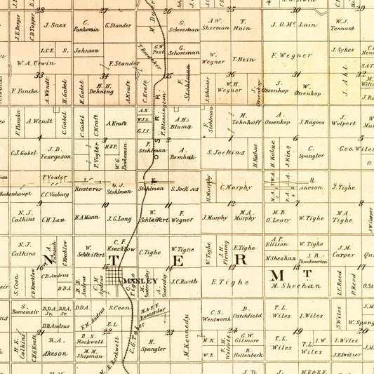 Vintage Map of Cass County, Nebraska, 1894