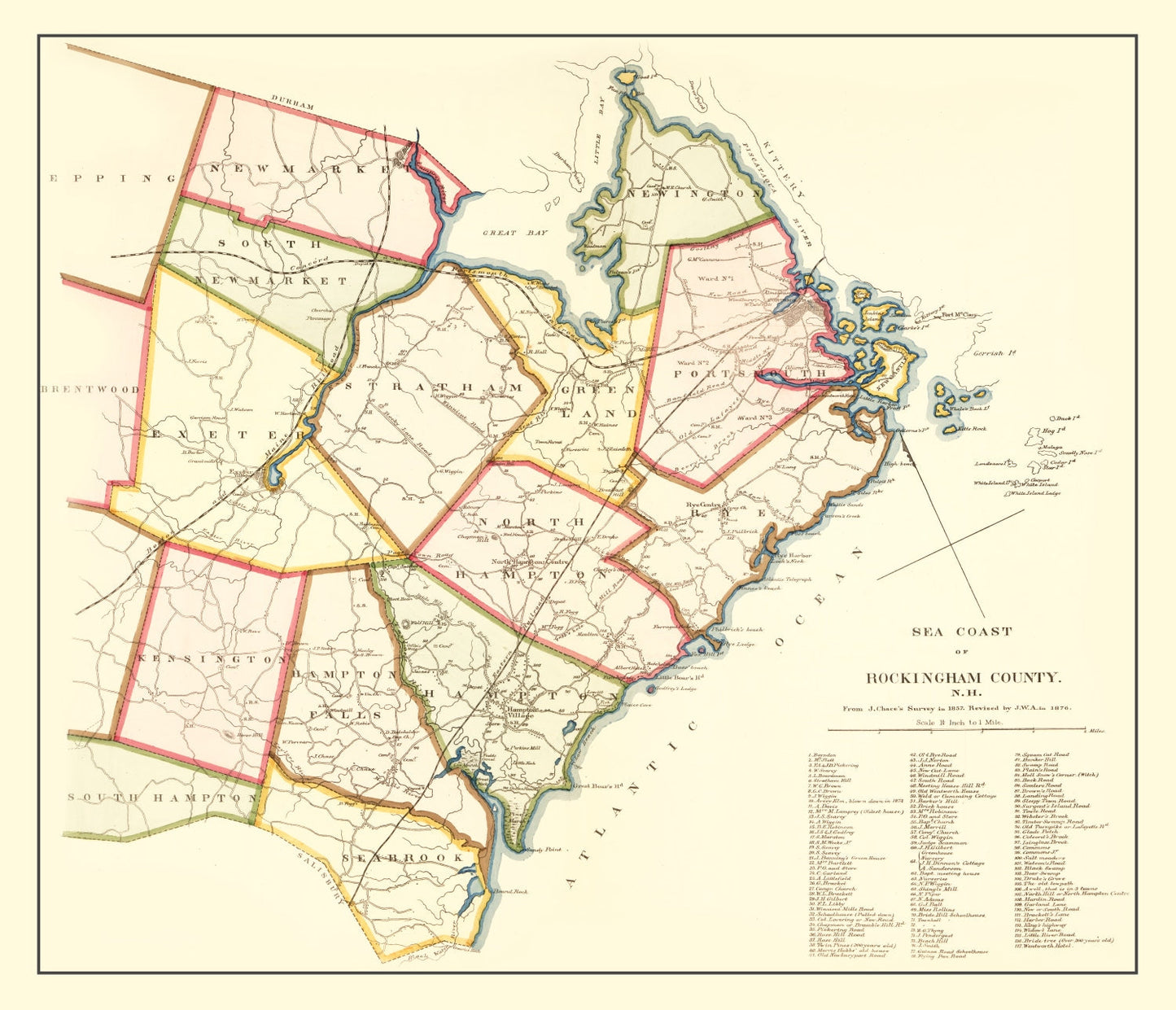 Vintage Map of Rockingham County, New Hampshire, 1876