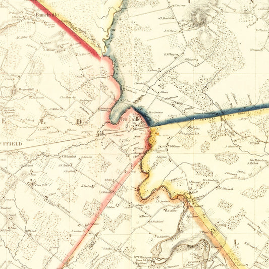 Vintage Map of Union County, New Jersey, 1862