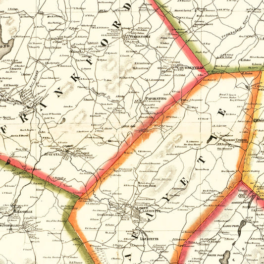 Vintage Map of Sussex County, New Jersey, 1860