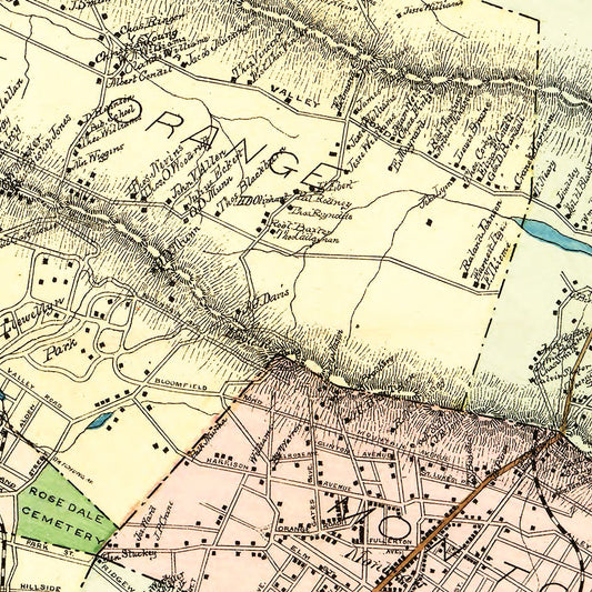 Vintage Map of Essex County, New Jersey, 1877