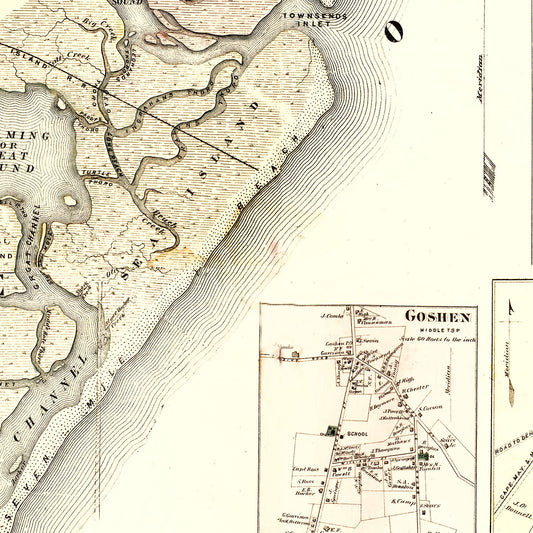 Vintage Map of Cape May County, New Jersey, 1872