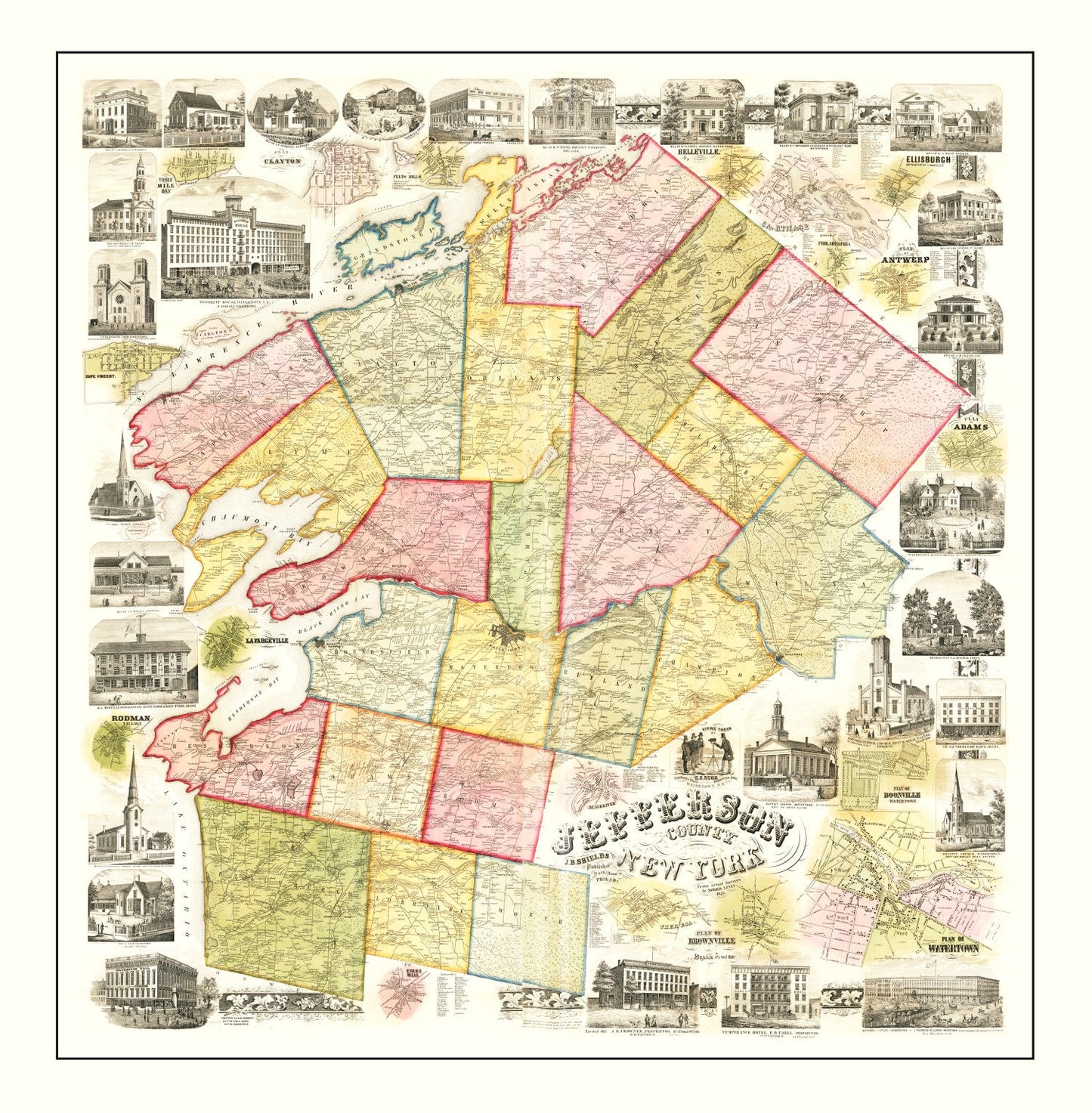 Vintage Map of Herkimer County, New York, 1859