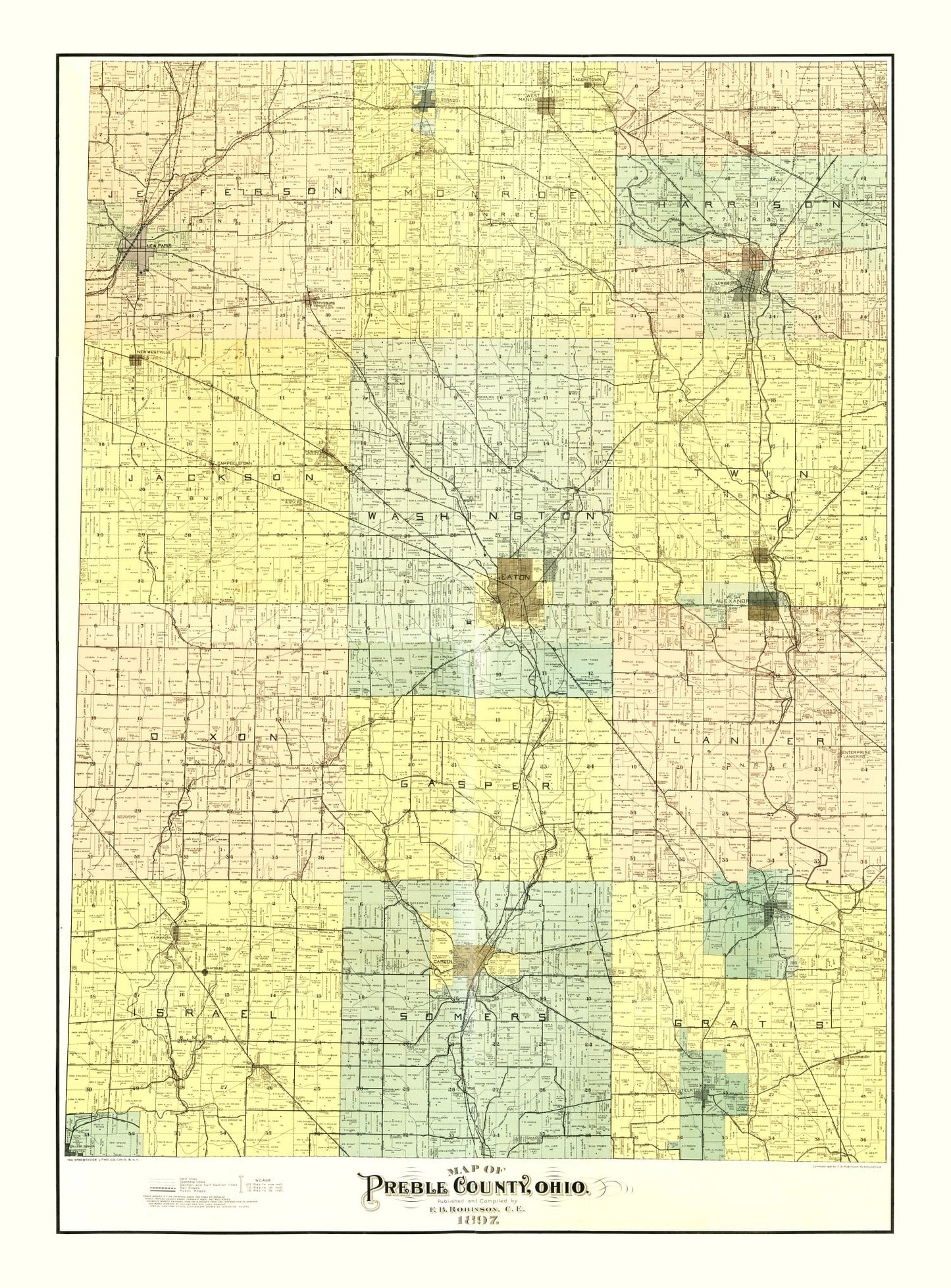 Vintage Map of Preble County, Ohio, 1897