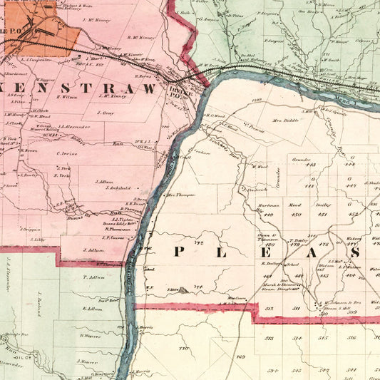 Vintage Map of Warren County, Pennsylvania, 1865 Print