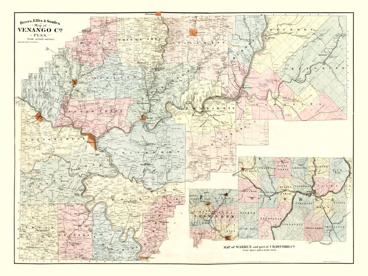 Vintage Map of Venango County, Pennsylvania, 1865 (No. 1)