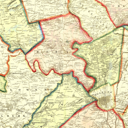 Vintage Map of Berks County, Pennsylvania, 1860