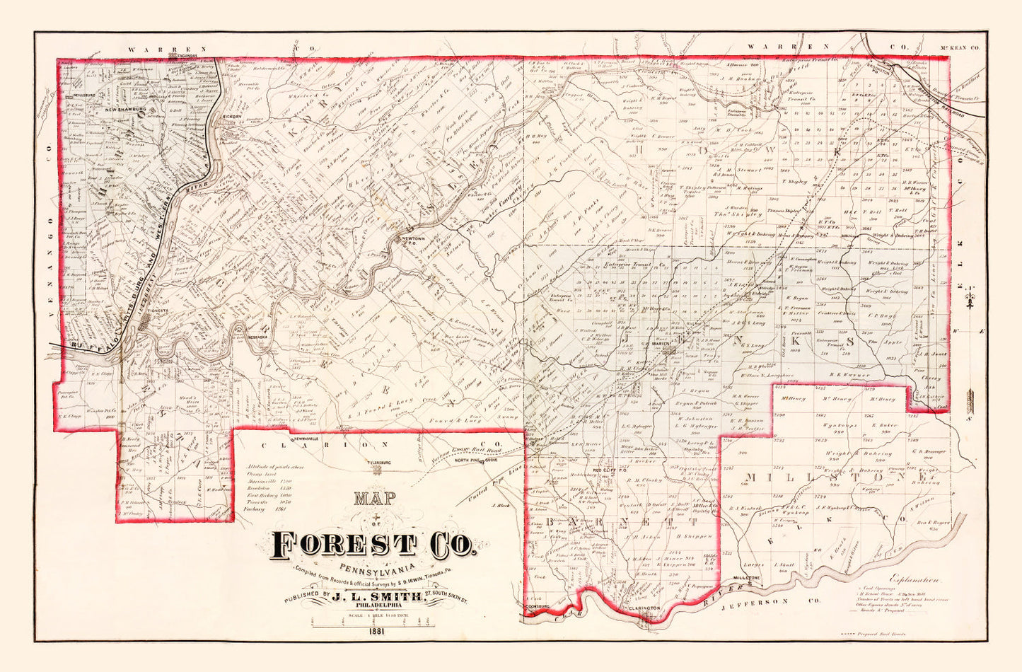 Vintage Map of Forest County, Pennsylvania, 1881