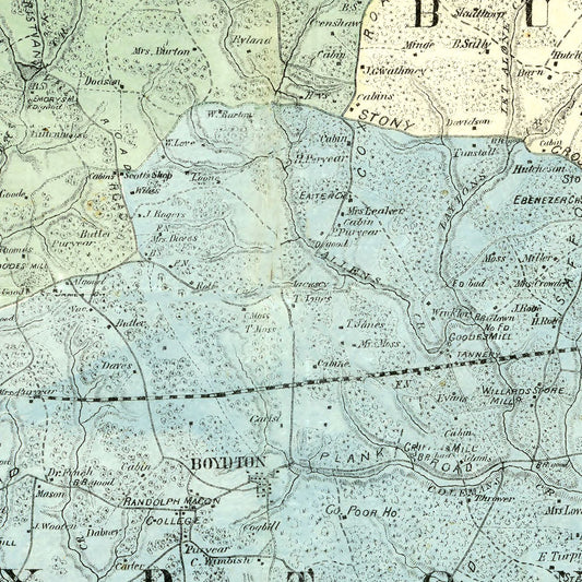 Vintage Map of Mecklenburg County, Virginia, 1870