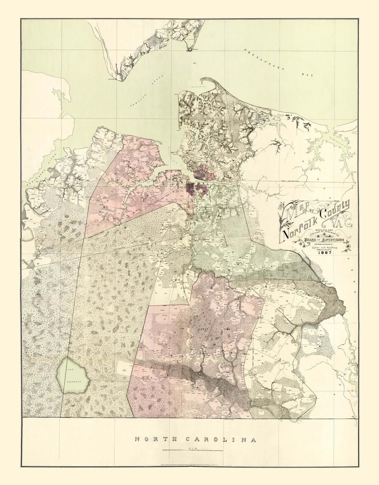 Vintage Map of Norfolk County, Virginia, 1887