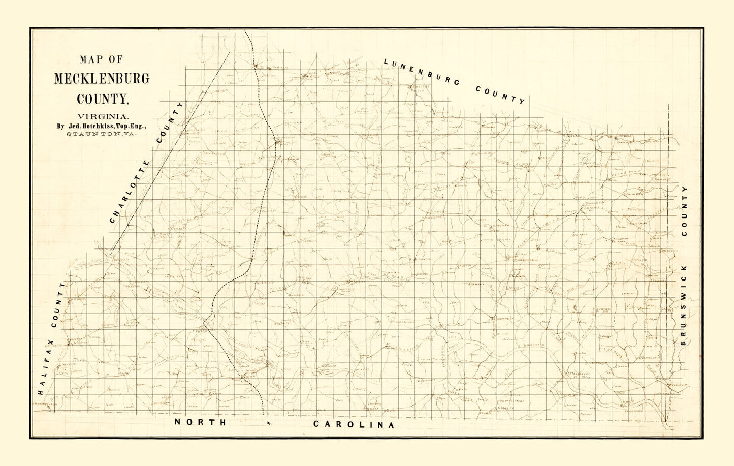 Vintage Map of Mecklenburg County, Virginia, 1860