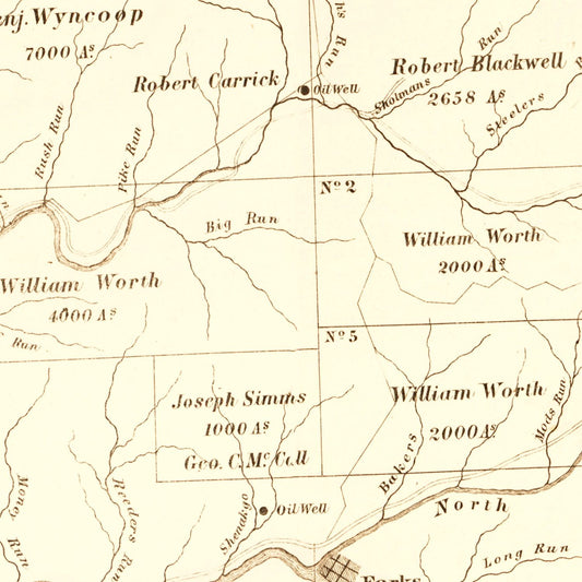Vintage Map of Wetzel County, West Virginia, 1865
