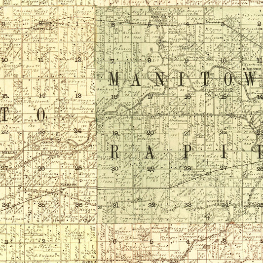 Vintage Map of Manitowoc County, Wisconsin, 1902