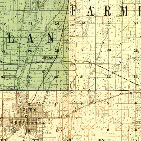 Vintage Map of Jefferson County, Wisconsin, 1900