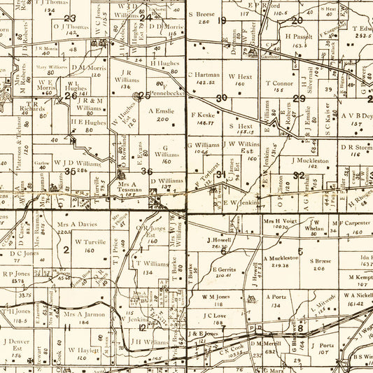 Vintage Map of Waukesha County, Wisconsin, 1873