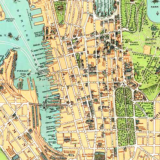 Vintage Map of Sydney, Australia, 1909