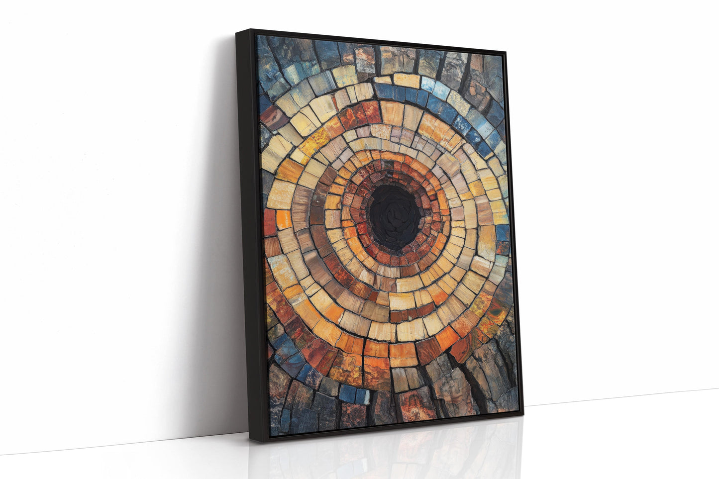 Petrified Wood Spiral Earth Tone Abstract Wall Art