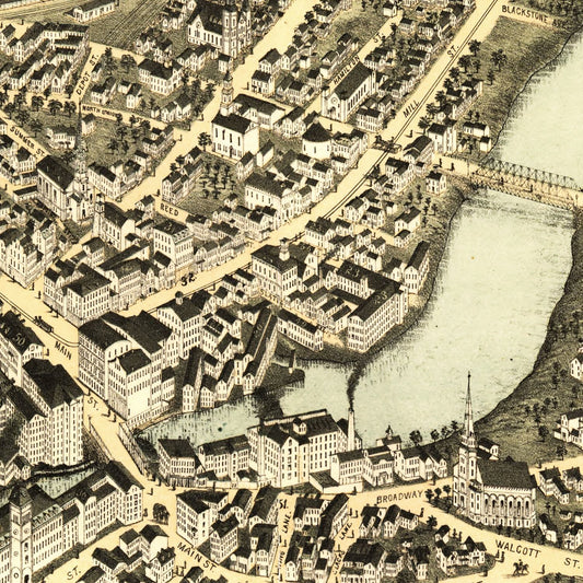 Vintage Map of Pawtucket, Rhode Island, 1877