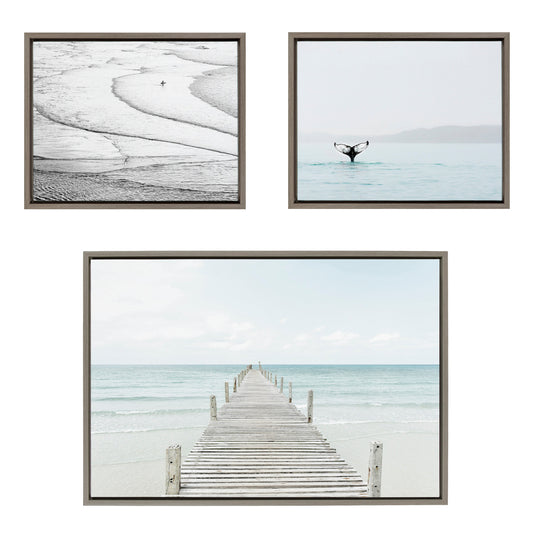 Ocean Beach Framed Canvas Art Set