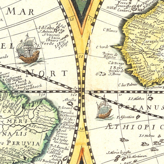 Vintage World Map, 1642