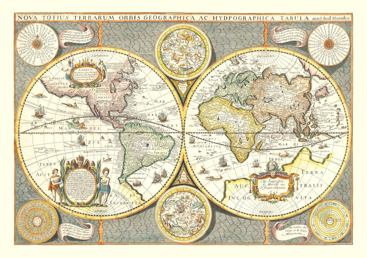 Vintage World Map, 1642