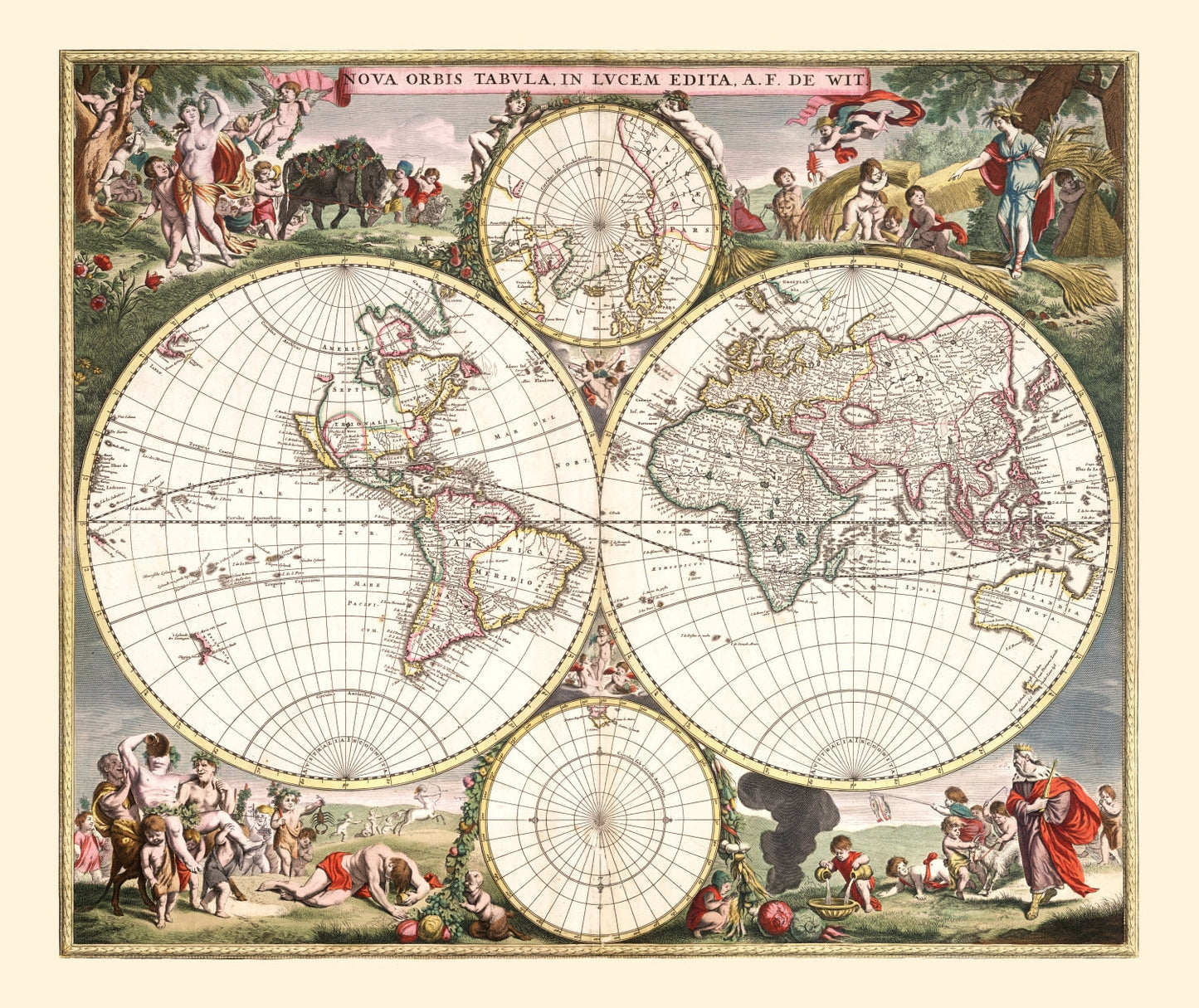 Vintage World Map, 1682