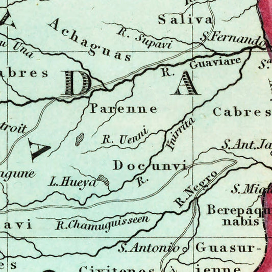 Vintage Map of Colombia, Venezuela and Ecuador, 1842
