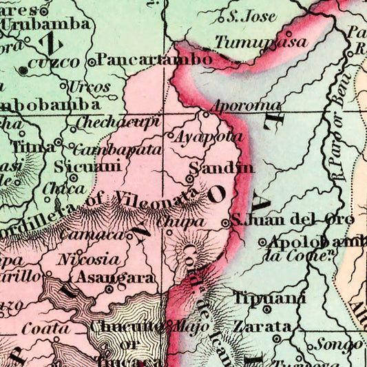 Vintage Map of Peru and Bolivia, 1842