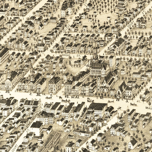 Vintage Map of Middletown, Connecticut, 1877
