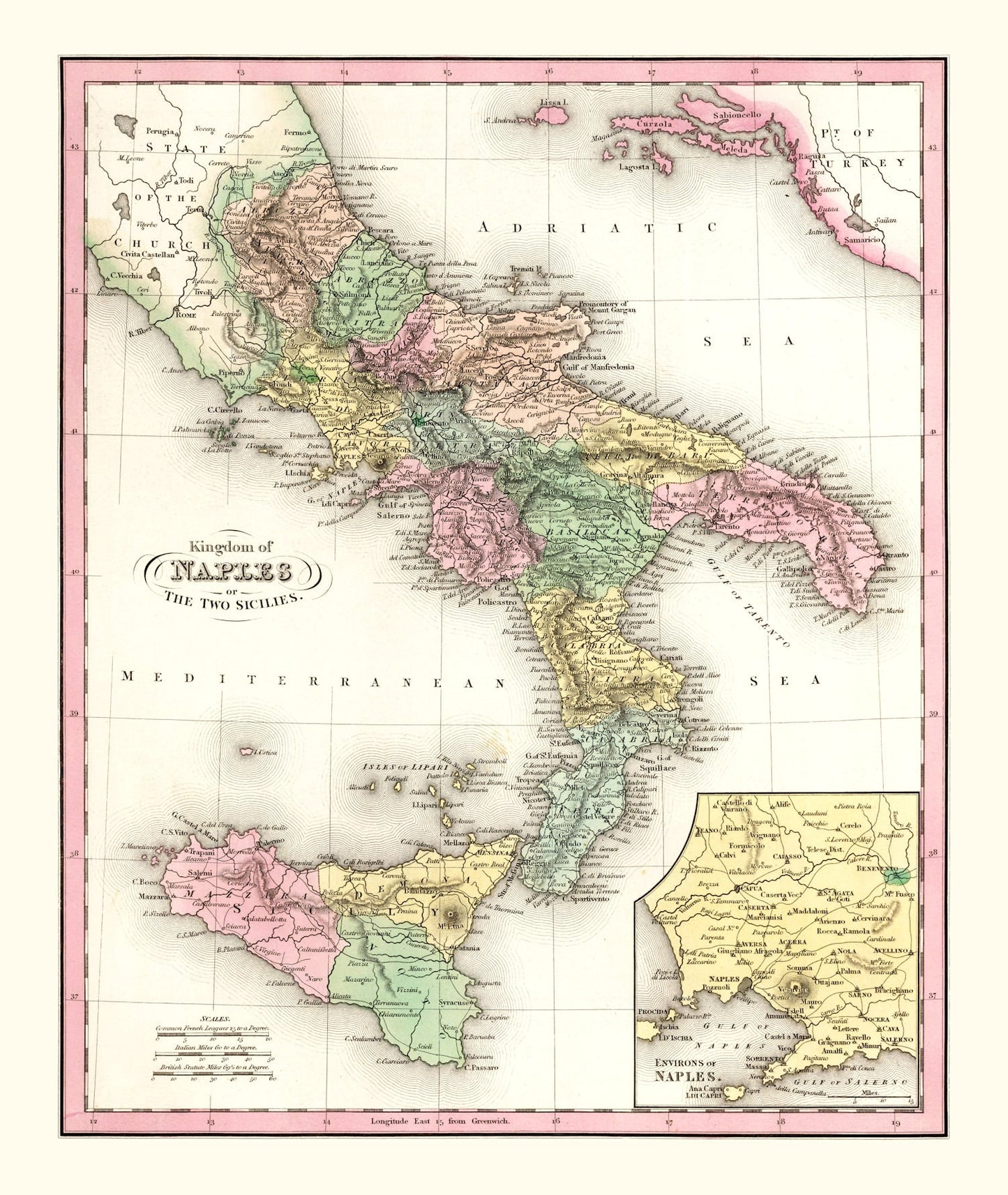 Vintage Map of Italy, 1836