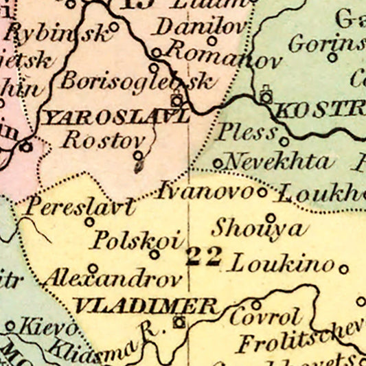 Vintage Map of Russia in Europe, 1842