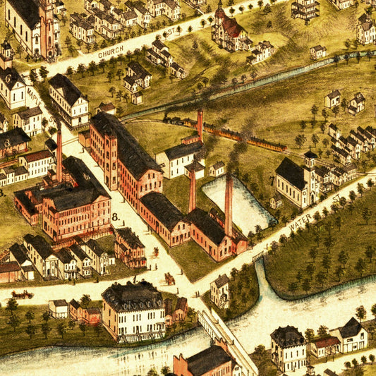Vintage Map of Naugatuck, Connecticut, 1877