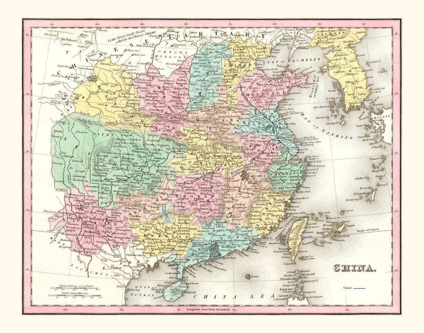 Vintage Map of China, 1836