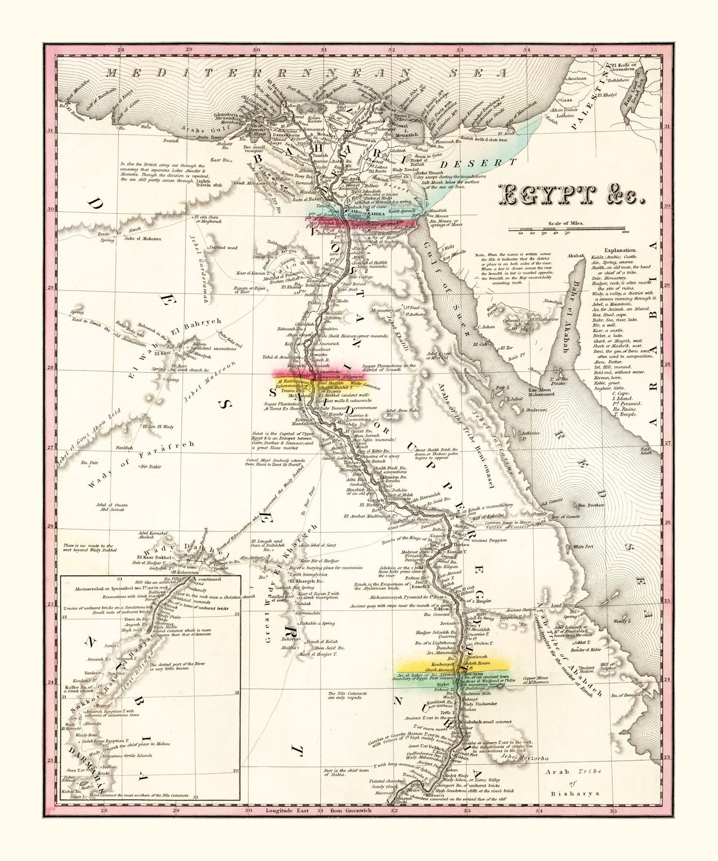 Vintage Map of Egypt, 1836