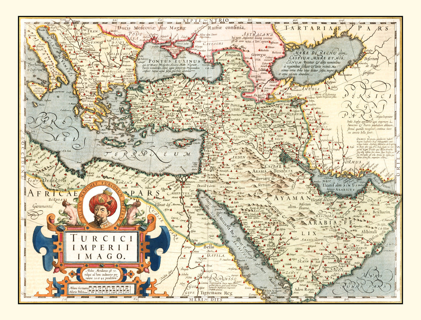 Vintage Map of Turkey, Saudi Arabia, Iraq & Syria, 1623